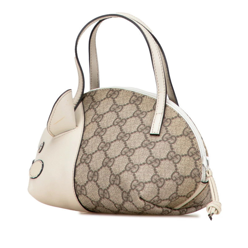 Gucci Zoo Beige GG Leather Supreme Handbag Pig Tan
